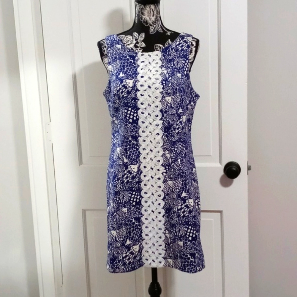 🐟Lilly Pulitzer X Target🐟 - "Upstream" Blue/White Fish Shift Dress